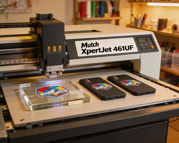 Acrylic award and phone case printing on Mutoh UV flatbed