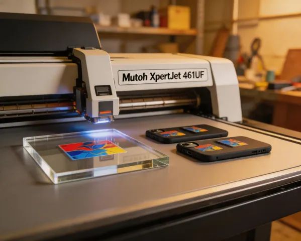 Acrylic award printing on Mutoh UV flatbed printer
