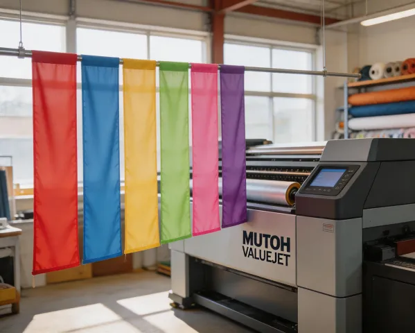 Polyester flags printed with Mutoh sublimation system